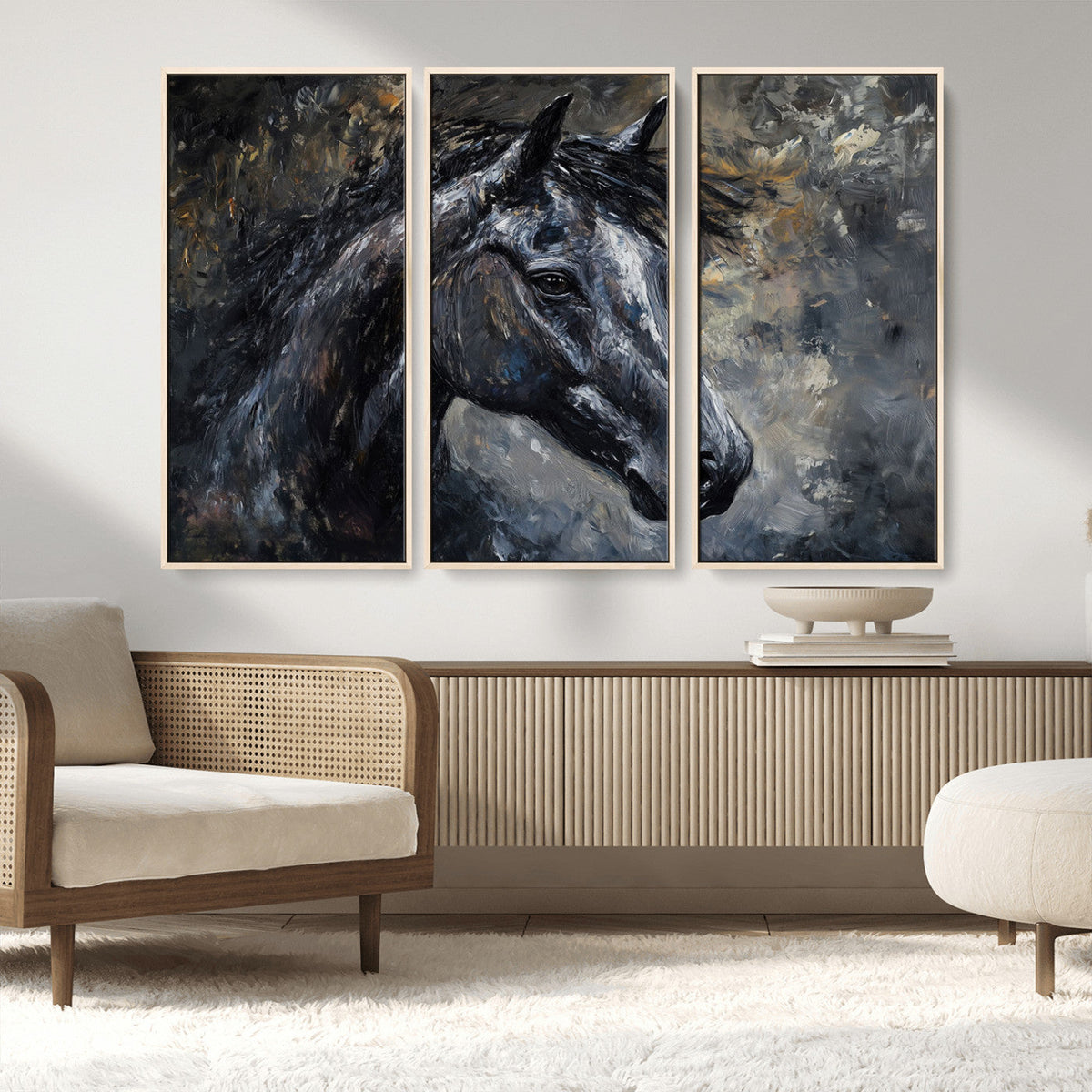 Large Abstract Horse Wall Art Canvas Print, Farmhouse Wall Art