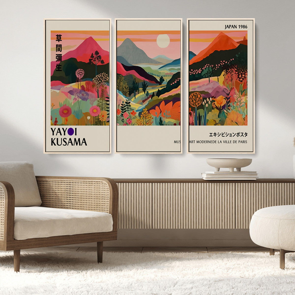Yayoi 1986 Wall Art Print, Vibrant Wabi Sabi Japanese Abstract Design