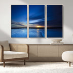 Blue Sunset Ocean Canvas Wall Art Print | Serene Coastal Horizon