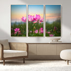 Pink Flower on the Mountain Canvas Print, Framed Pink Flower Canvas Wall Art