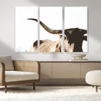 Texas Longhorn Wall Art Canvas Print, 3-Panel