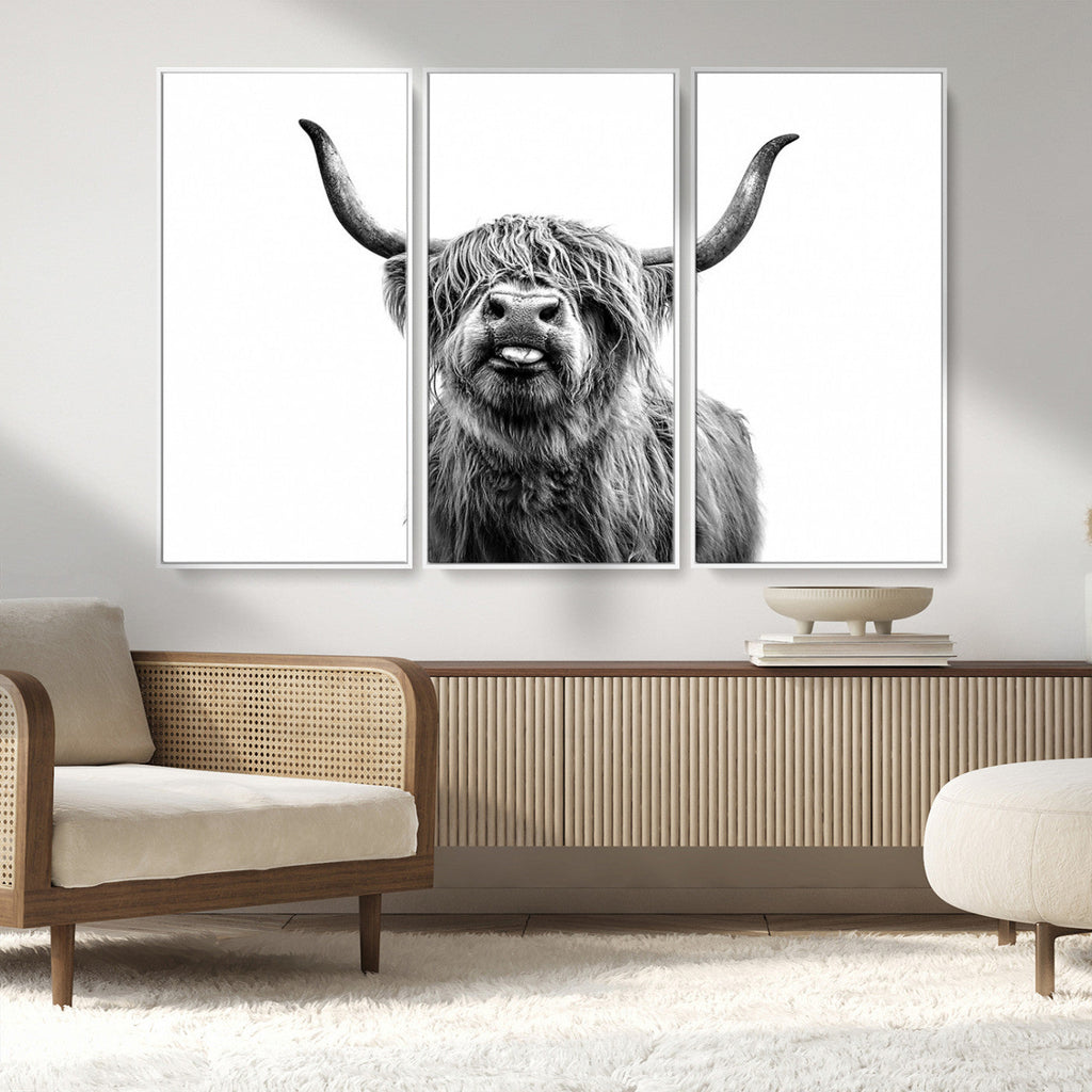 Fanny Scottish Highland Cow Cattle Art Print Farmhouse Wall Art Canvas Print