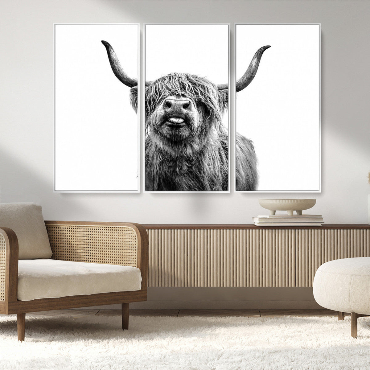 Fanny Scottish Highland Cow Cattle Art Print Farmhouse Wall Art Canvas Print