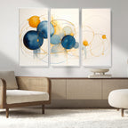 Geometric Blue Orange Abstract Wall Art Canvas, Geometric Blue Orange Canvas Print
