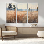 Golden Fields Canvas Wall Art Print | Serene Minimalist Landscape for Modern Decor