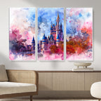 Disney Wall Art: Dreamy Watercolor Cinderella Castle Canvas Print