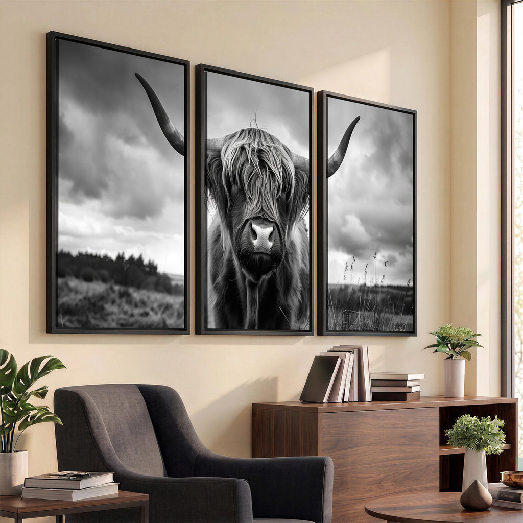 Scottish Cow Wall Art Canvas Print, Longhorn Wall Art