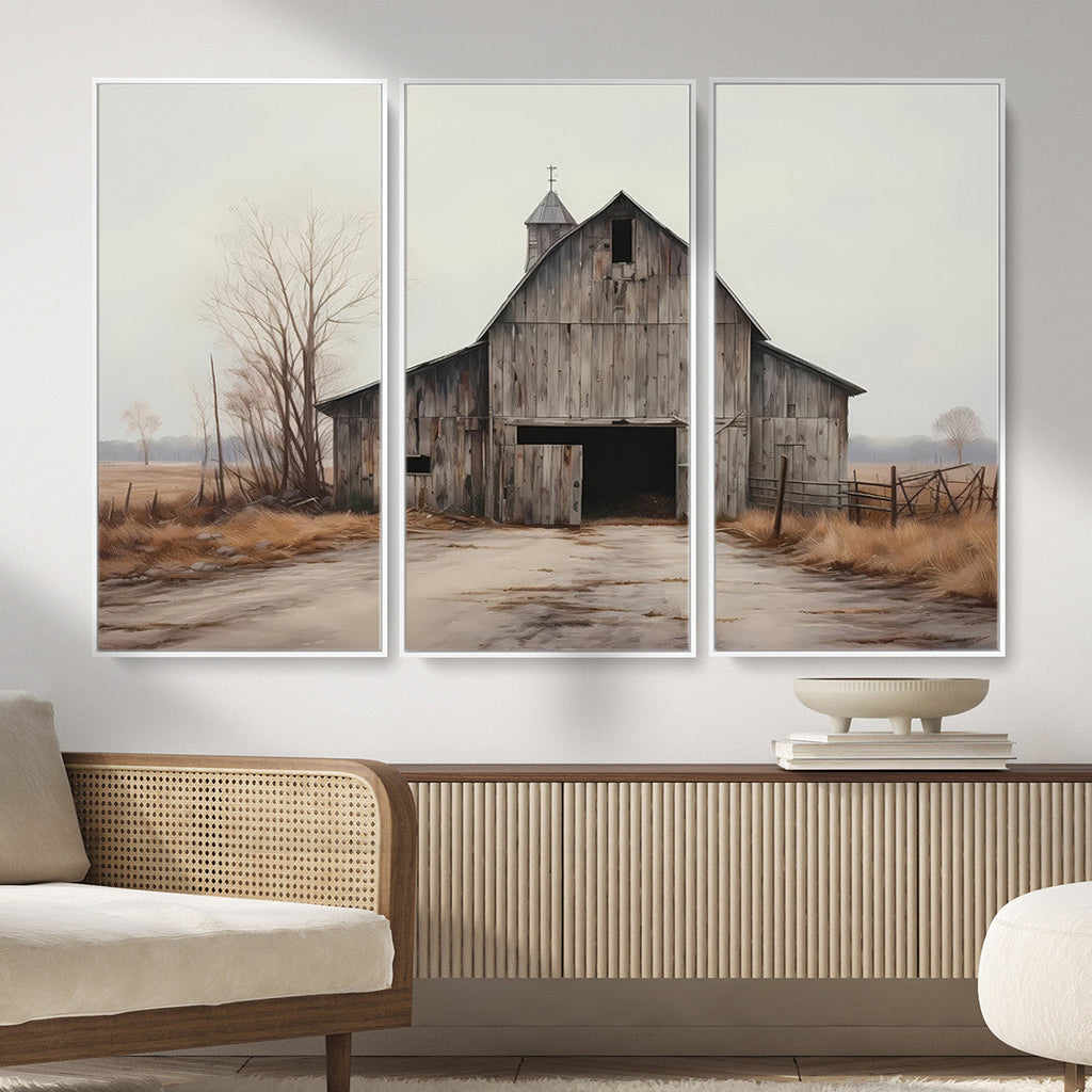 Farmhouse Rustic Barn Wall Art Canvas Print, Framed and Ready to Hang