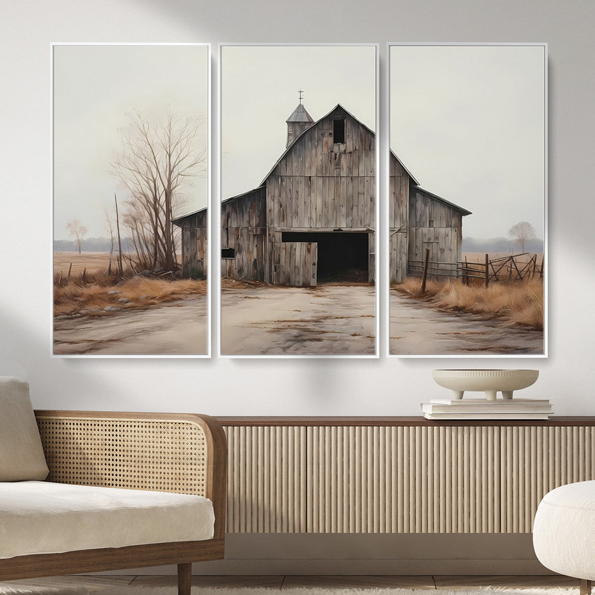 Farmhouse Rustic Barn Wall Art Canvas Print, Framed and Ready to Hang