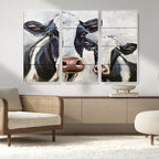 Vintage Baby and Mom Cattle Wall Art Canvas Print