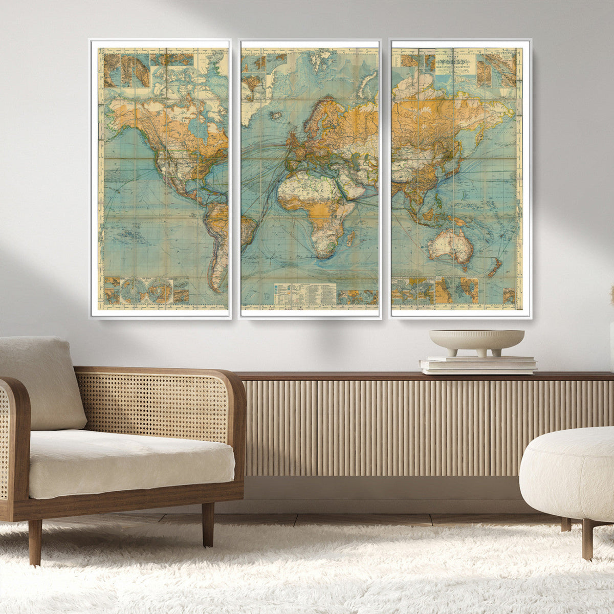 Push Pin World Map Canvas Print | Travel Tracker Wall Art for Couples