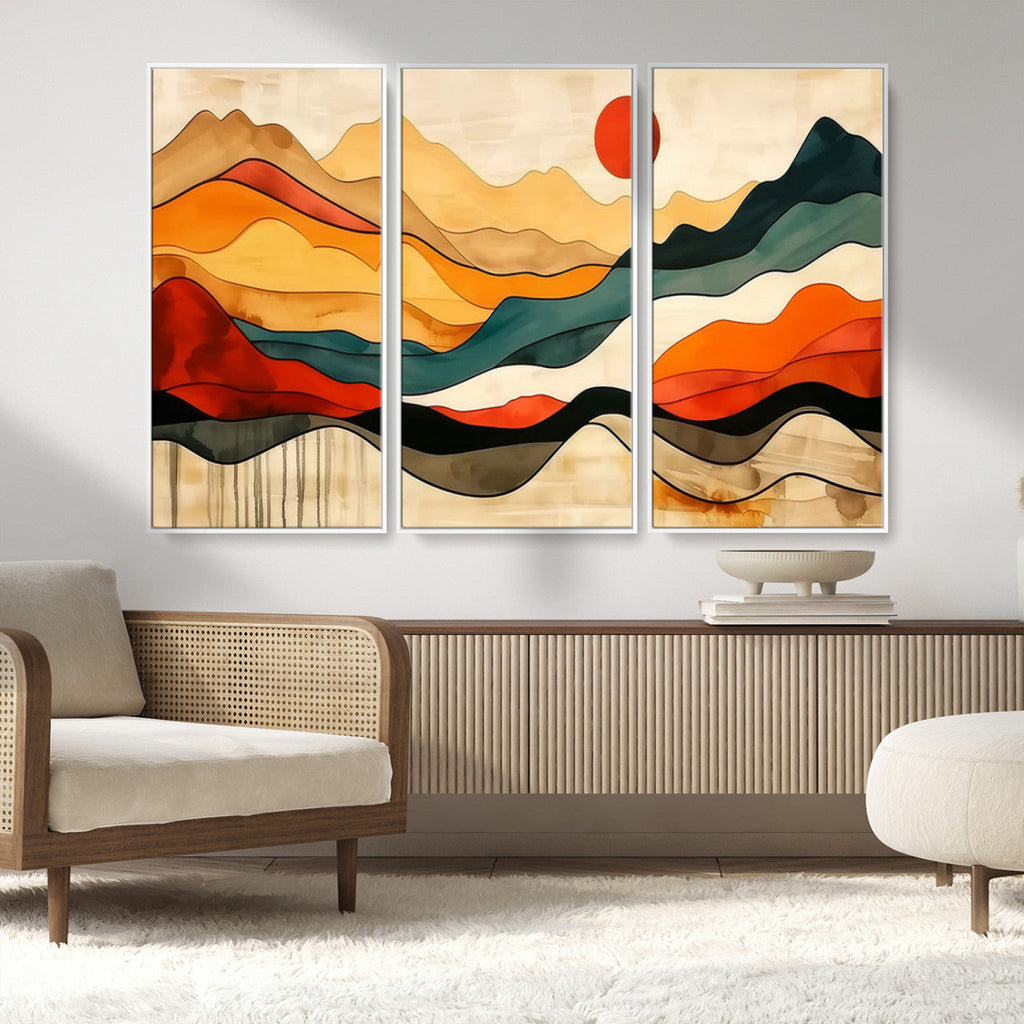 Abstract Mountain Wall Art | Framed Colorful Landscape Canvas