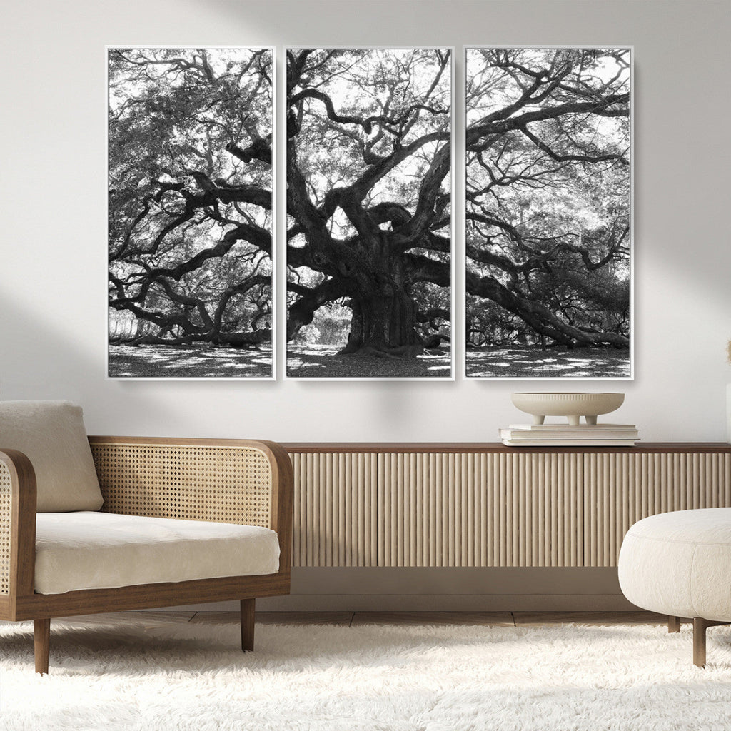 Ancient Oak Wall Art Canvas Print | Gnarled Tree with Twisted Branches