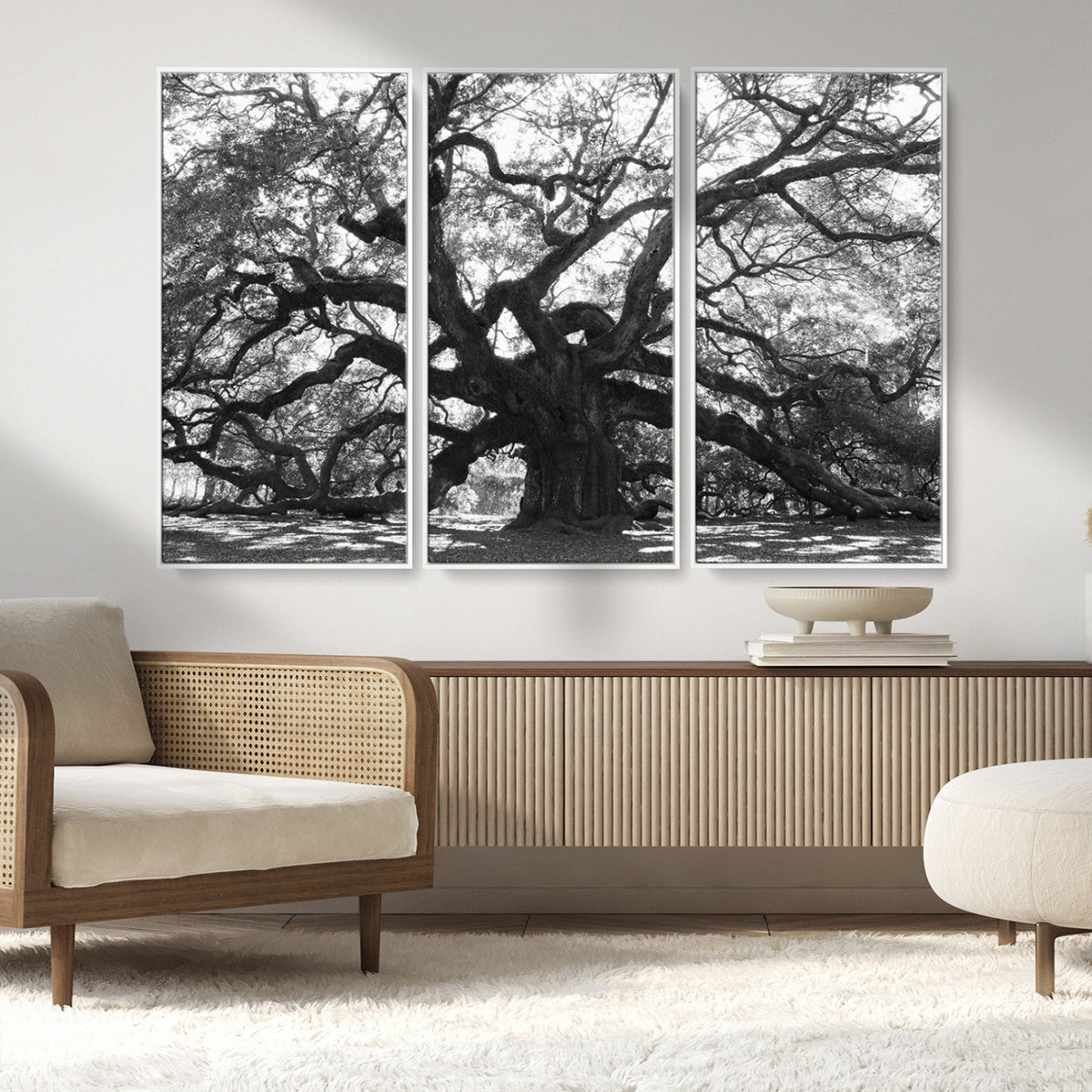 Ancient Oak Wall Art Canvas Print | Gnarled Tree with Twisted Branches