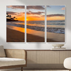 Tropical Beach Wall Art | Framed Sunset Ocean Canvas
