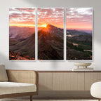 Mountain Sunrise Wall Art | Framed Alpine Ridge Canvas