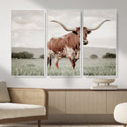 Texas Longhorn Wall Art | Framed Spotted Cattle Canvas