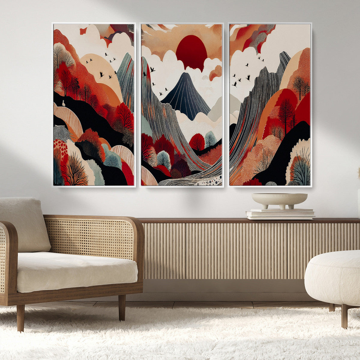 Abstract Mountain Wall Art Canvas Print | Vibrant Stylized Landscape