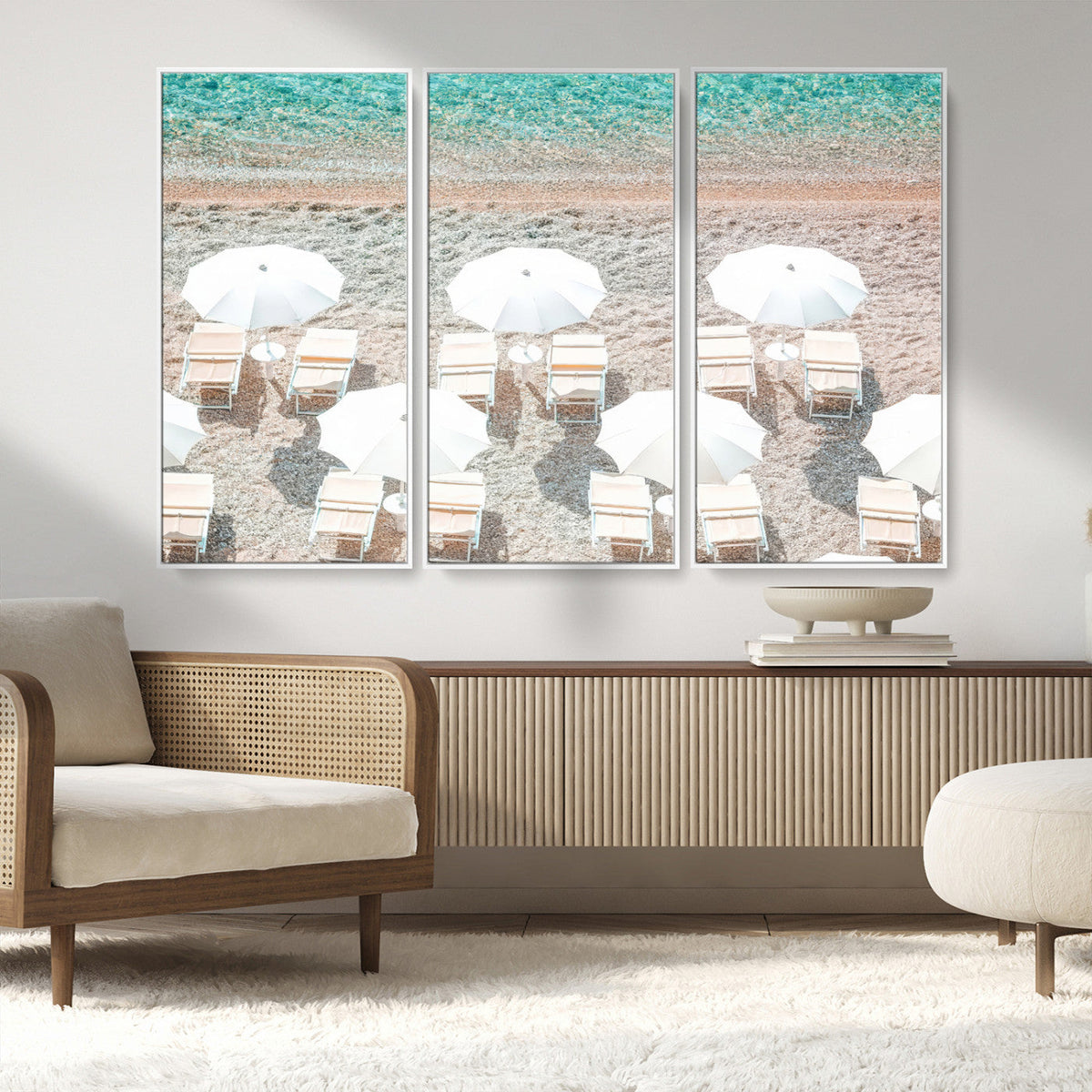 Calm Beach Wall Art | Framed Turquoise Water Canvas Artwork
