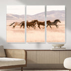 Wild Horse Wall Art Canvas Print, Framed Rustic Western Art, Desert Horse Scene