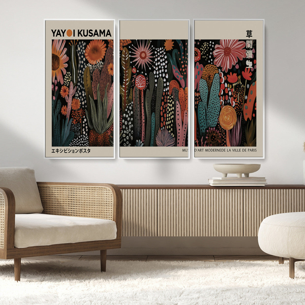 Modern Japanese Wall Art Canvas Print, Framed Abstract Mount Fuji Zen Landscape
