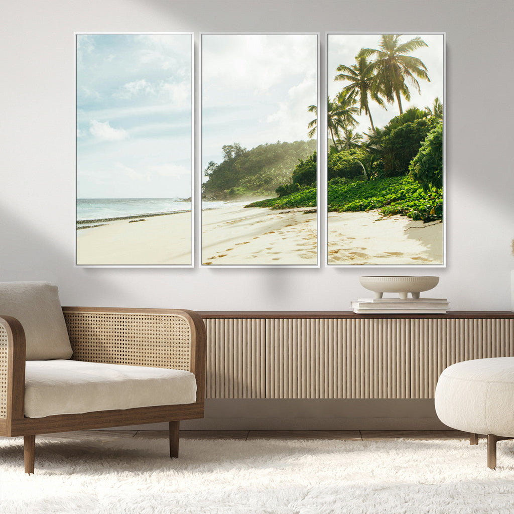 Relaxing Beach Wall Art Canvas Print, Framed Ocean View Coastal Serenity