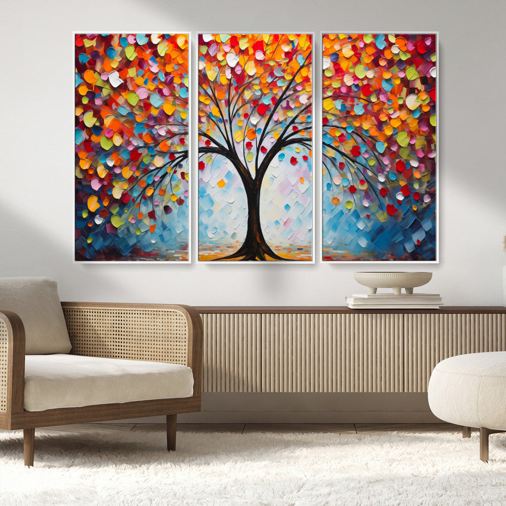 Vibrant Tree of Life Canvas Wall Art | Colorful Abstract Nature
