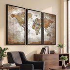 Vibrant Watercolor World Map Canvas Wall Art | Framed Travel Map