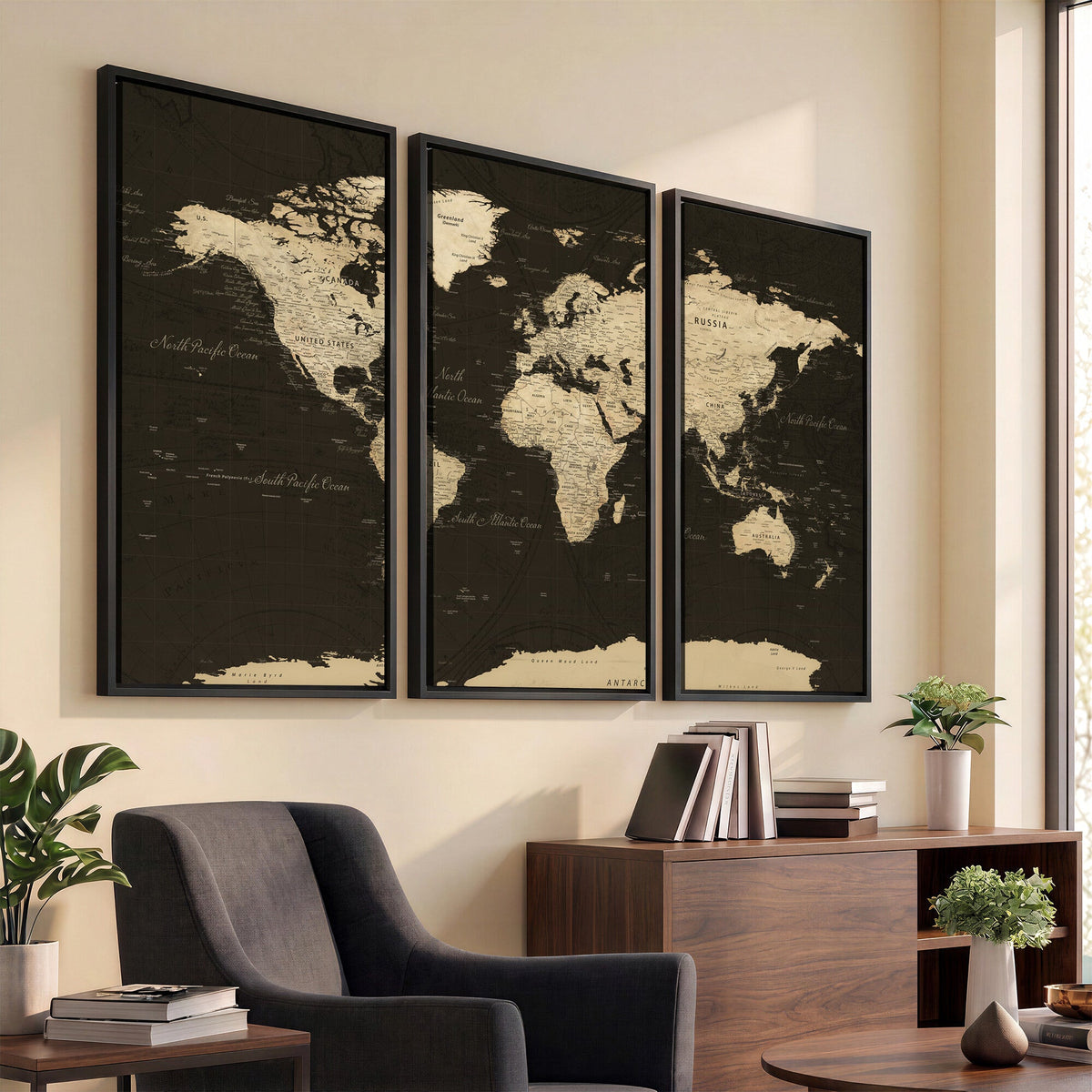 World Map Canvas Print | Framed World Map Wall Art for Couples