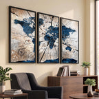 Rustic World Map Canvas Print | Framed Wall Art for Couples
