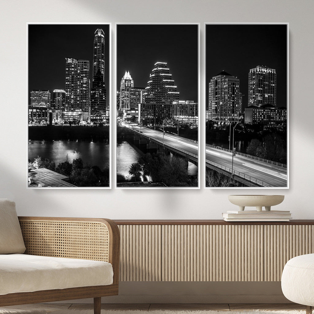 Austin Skyline Wall Art Canvas Print, Austin Downtown Night Cityscape