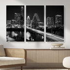 Austin Skyline Wall Art Canvas Print, Austin Downtown Night Cityscape