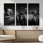Boston Wall Art Canvas Print, Boston City Downtown Night Cityscape