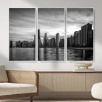 Chicago Wall Art Canvas Print, Chicago City Downtown Night Cityscape