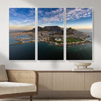 Cape Town Wall Art Canvas Print | Table Mountain Coastal Skyline Panorama