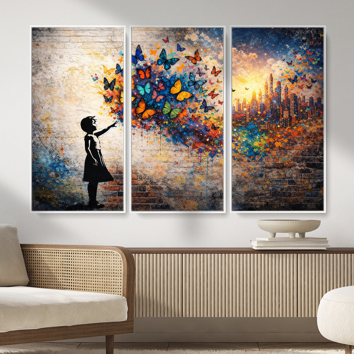 Banksy Girl Wall Art Canvas Print for Living Room Decor