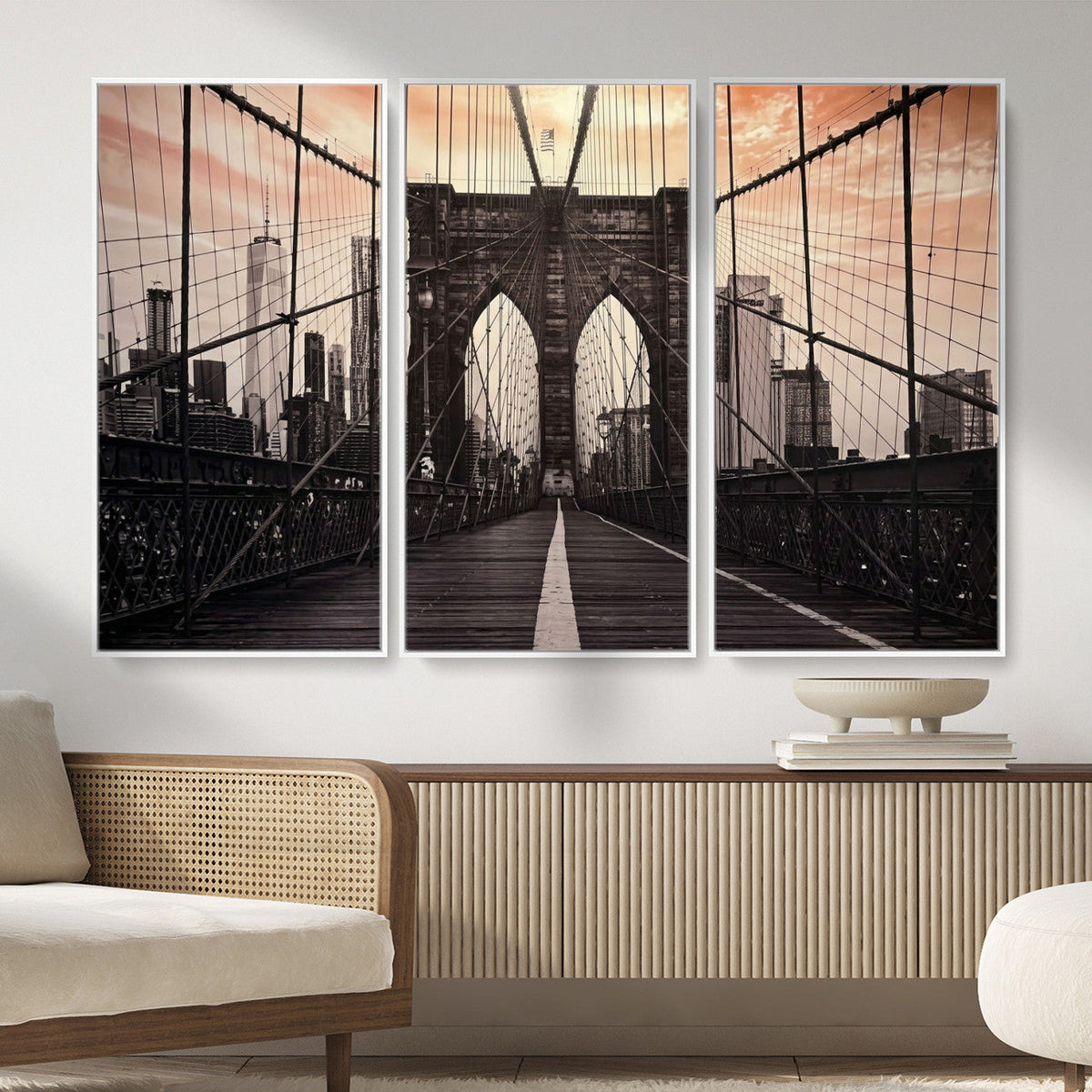 Brooklyn Bridge Canvas Wall Art, New York City Skyline Photography