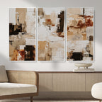 Blue Teal Abstract Canvas Wall Art, Modern Brushstroke Style Print, Navy Orange Contemporary Decor