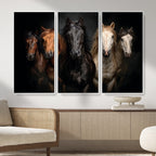 Horse Wall Art Canvas Print, Wild Horses Portrait Photography, Rustic Ranch Decor