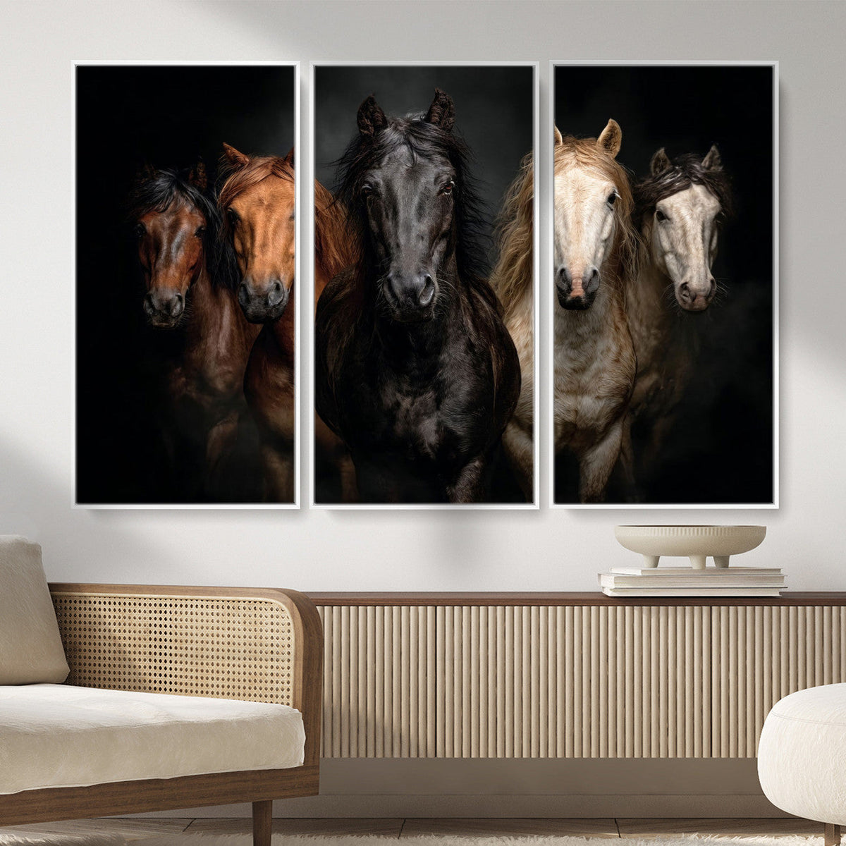 Horse Wall Art Canvas Print, Wild Horses Portrait Photography, Rustic Ranch Decor