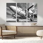 Vintage Airplane on Runway Canvas Print