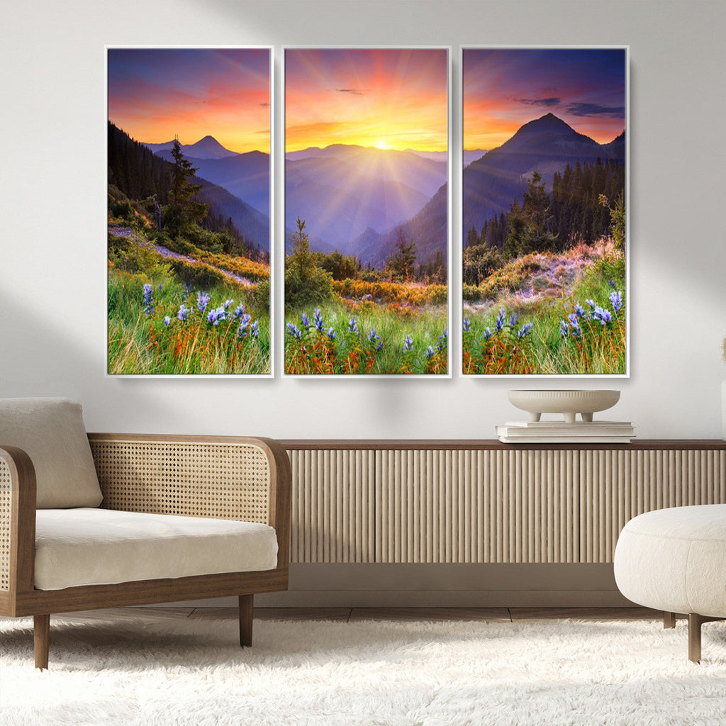 Mountain and Spring Wall Art Canvas Print