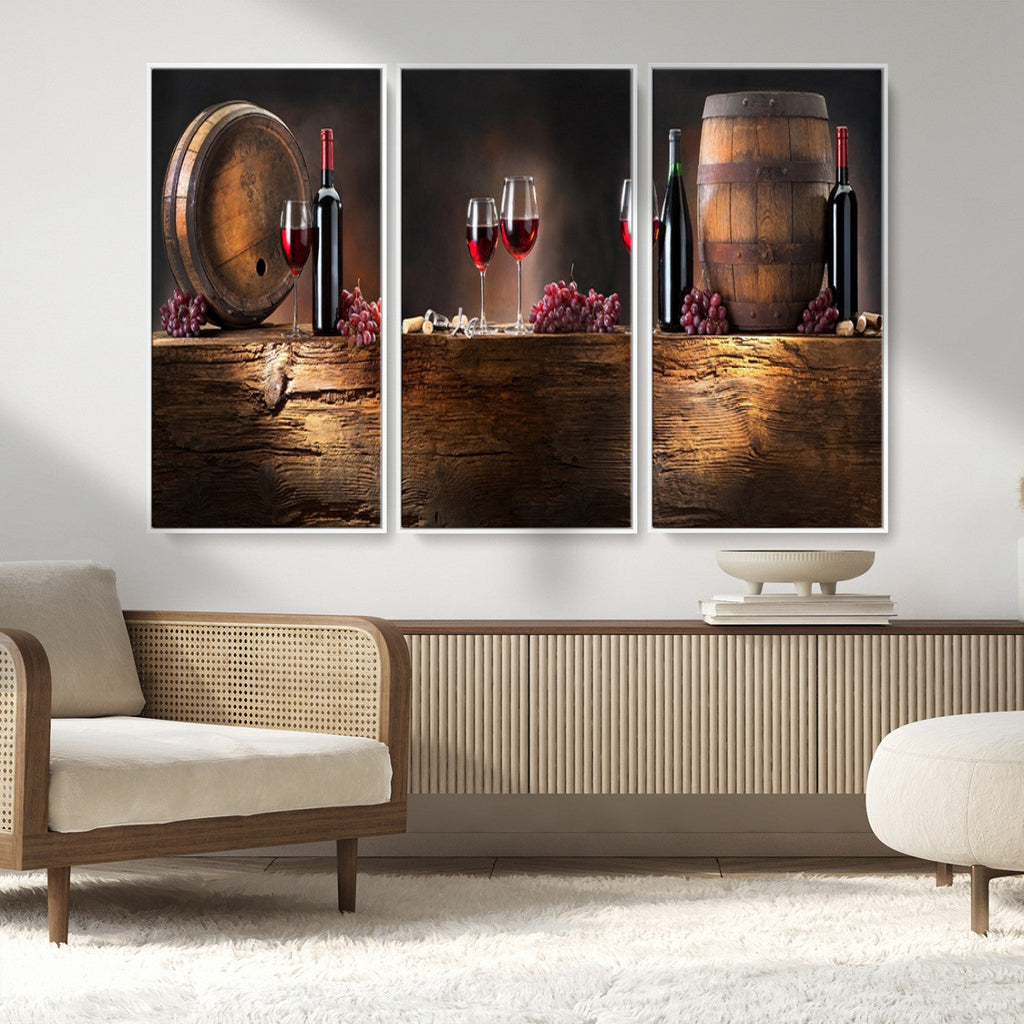 Wine and Barrels Wall Art Canvas Print