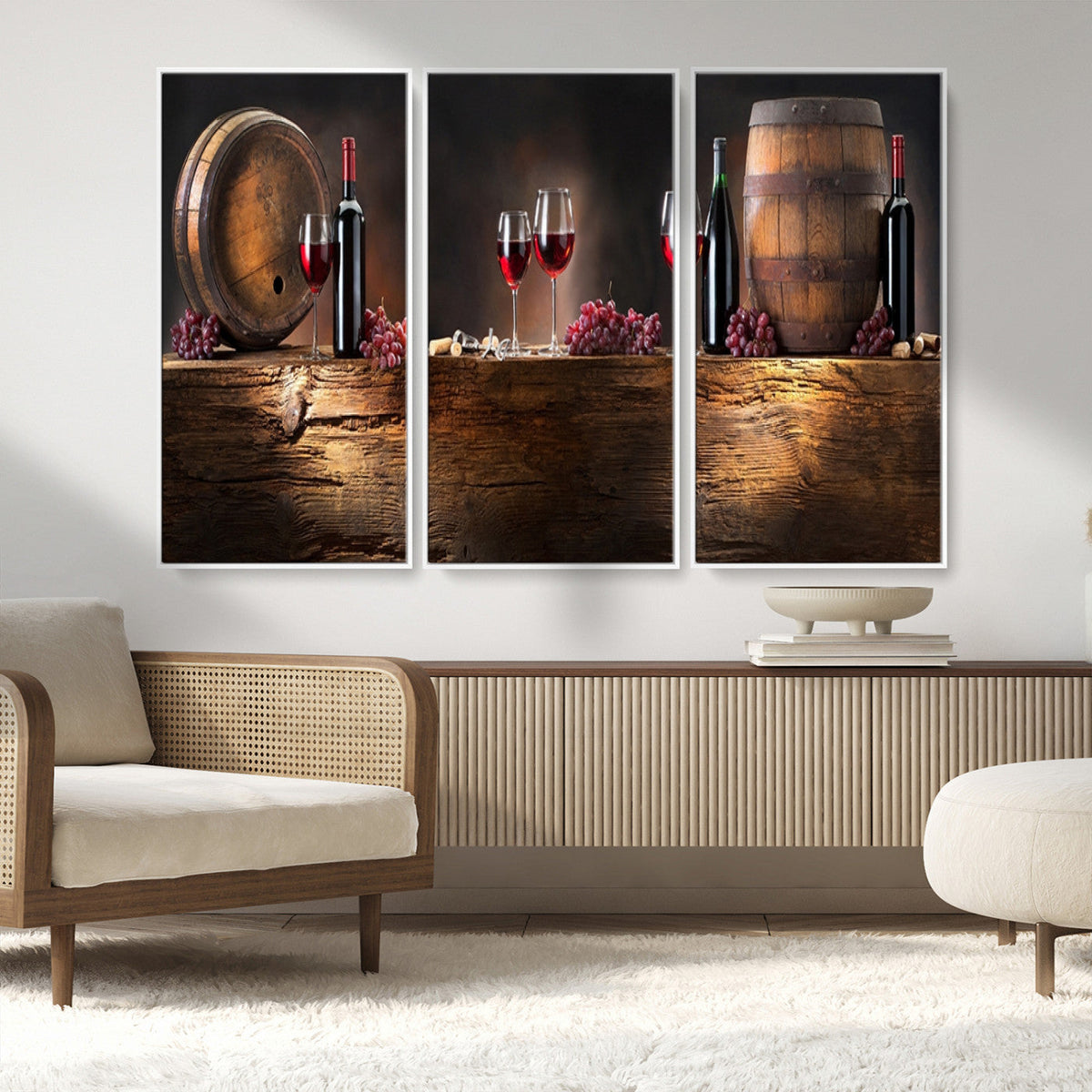 Wine and Barrels Wall Art Canvas Print