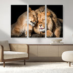 Lion and Lioness Wall Art Canvas Print | African Wildlife Animal Art