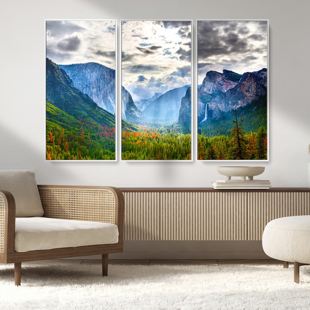 Yosemite Park Half Dome 3 Panel Canvas Print | Large Giclée Landscape Wall Art
