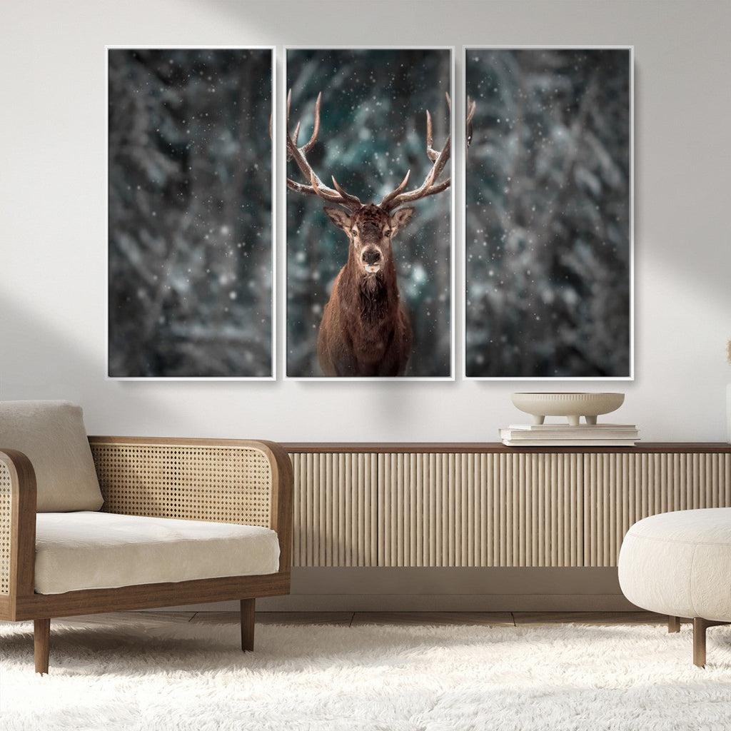 Wall Art Deer Art Animal Canvas, Framed Wall Art Deer Canvas