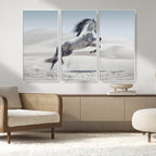 Prancing Horse Desert Large Wall Art Canvas Print, Majestic Horse Animal Artwork