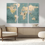 Classic World Map Canvas Print | Framed Vintage Map Wall Art