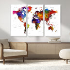 World Map Canvas Print | Detailed Map of the World Wall Art
